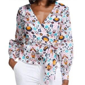 Boden Rosamund Wrap Top Shirt Carnival Floral Women’s 2